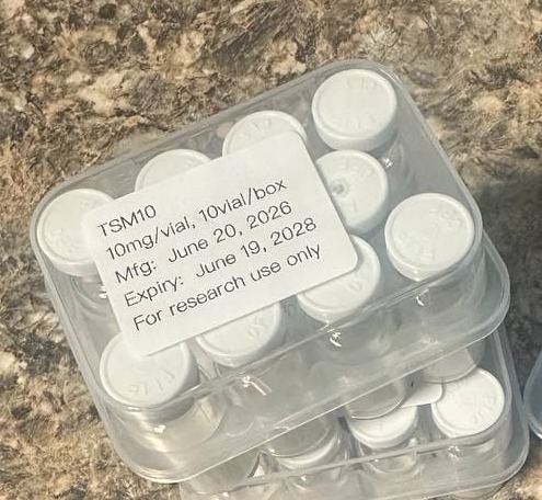 Tesamorelin — 10mg*10vials, owner-supplied package photograph.